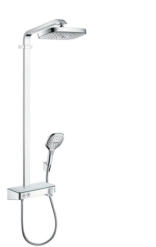 hansgrohe Raindance Select E showerpipe 300 2jet med hovedbruser arrangement, krom