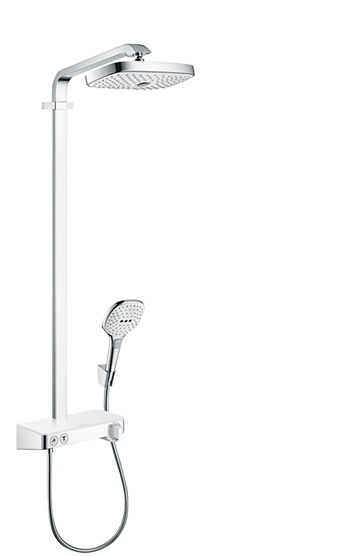 hansgrohe Raindance Select E300 brusesystem med shower tablet select 300. 300 mm brusehoved. Krom/hvid