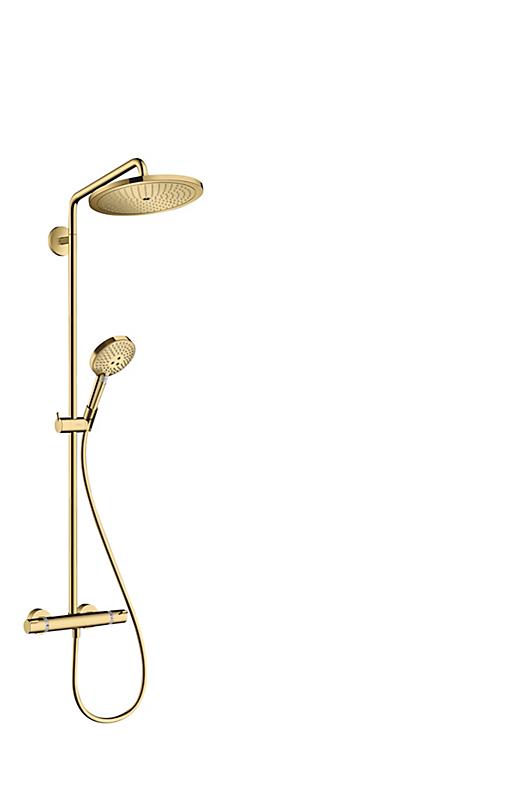 hansgrohe Croma Select S showerpipe 280 EcoSmart med Raindance Select S 120 3jet håndbruser, poleret guld-optik