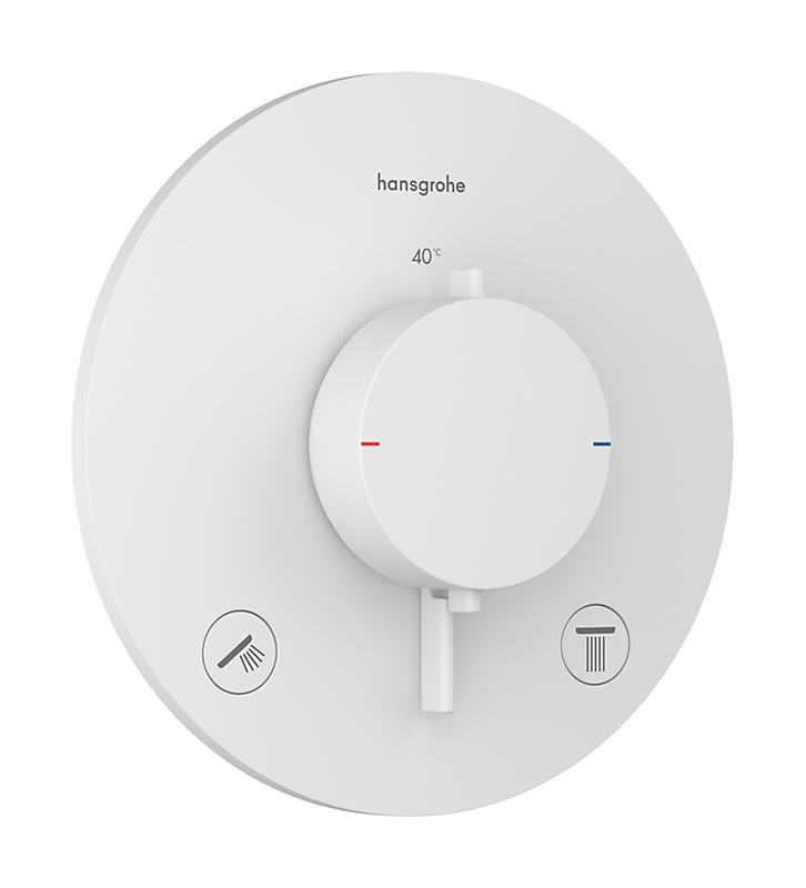 hansgrohe Ecostat Comfort S termostatarmatur med afspærring. TIl 2 udtag. Mat hvid