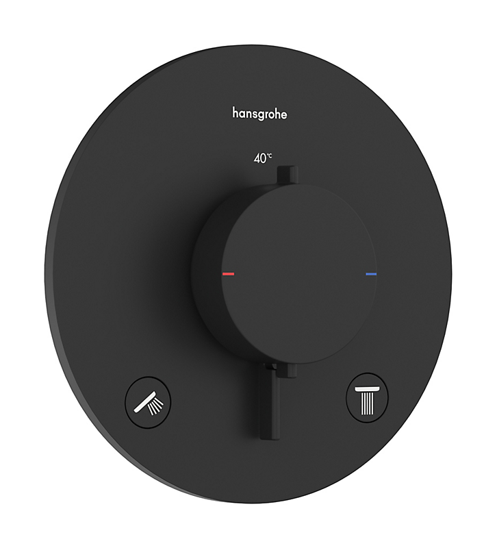 hansgrohe Ecostat Comfort S termostatarmatur med afspærring. TIl 2 udtag. Mat sort