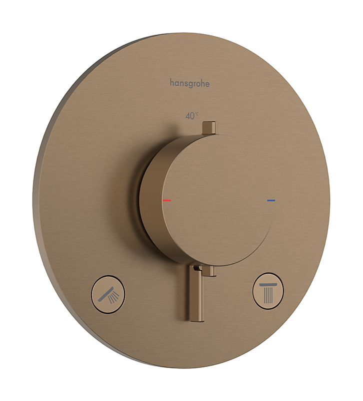 hansgrohe Ecostat Comfort S termostatarmatur med afspærring. TIl 2 udtag. Børstet bronze PVD