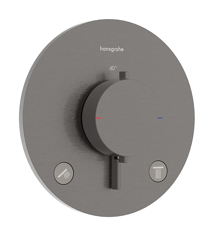 hansgrohe Ecostat Comfort S termostatarmatur med afspærring. TIl 2 udtag. Børstet sort krom PVD