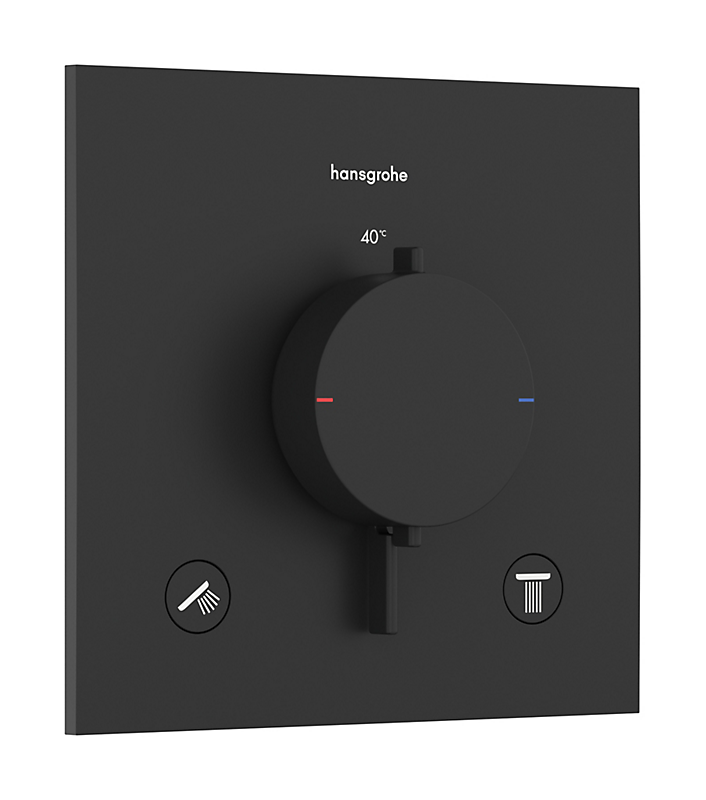 hansgrohe Ecostat Comfort E termostatarmatur med afspærring. TIl 2 udtag. Mat sort