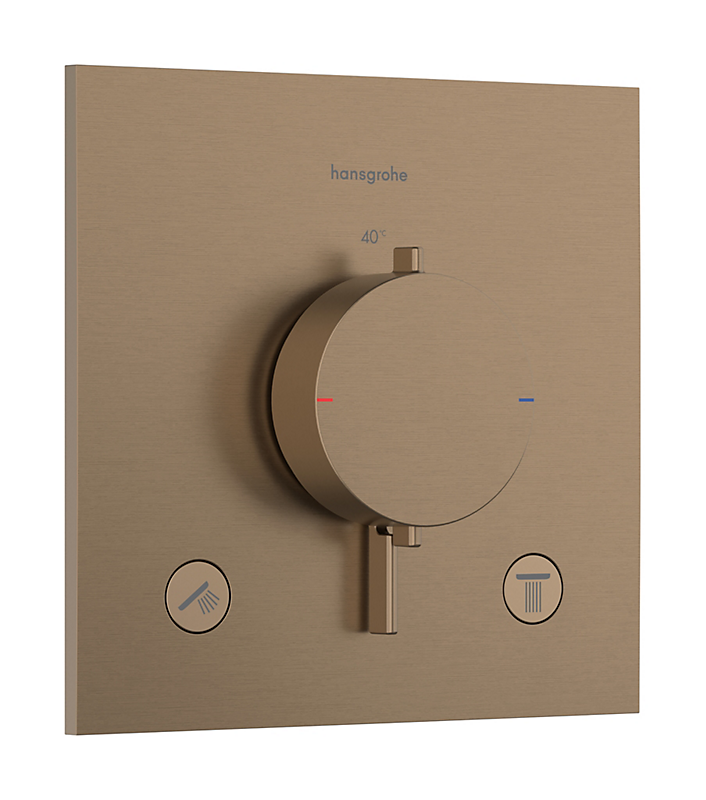 hansgrohe Ecostat Comfort E termostatarmatur med afspærring. TIl 2 udtag. Børstet bronze PVD