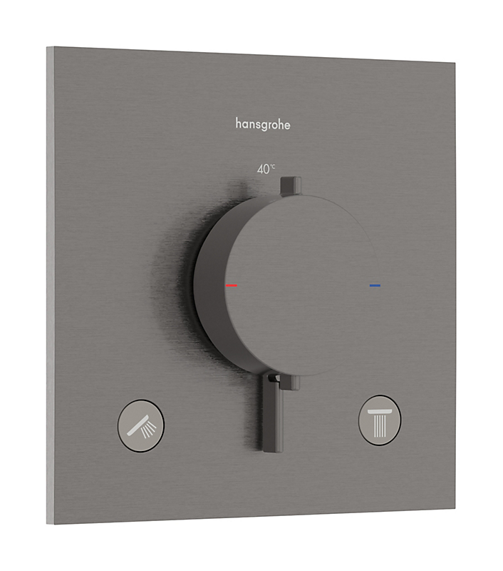 hansgrohe Ecostat Comfort E termostatarmatur med afspærring. TIl 2 udtag. Børstet sort krom PVD