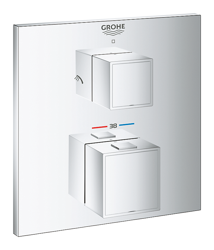 GROHE Grohtherm Cube termostatisk forplade til rapido smartbox, til hoved-& håndbruser, krom