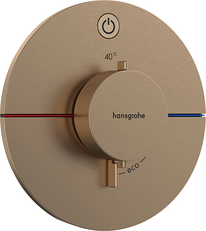 hansgrohe ShowerSelect Comfort S termostat til indbygning med afspærring til 1 udtag. Børstet bronze PVD