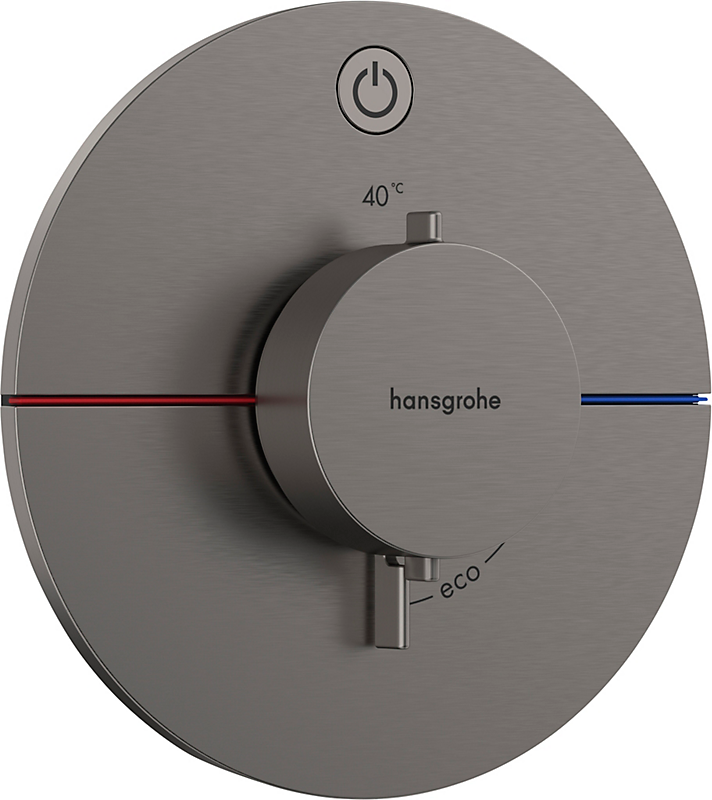hansgrohe ShowerSelect Comfort S termostat til indbygning med afspærring til 1 udtag. Børstet sort krom PVD