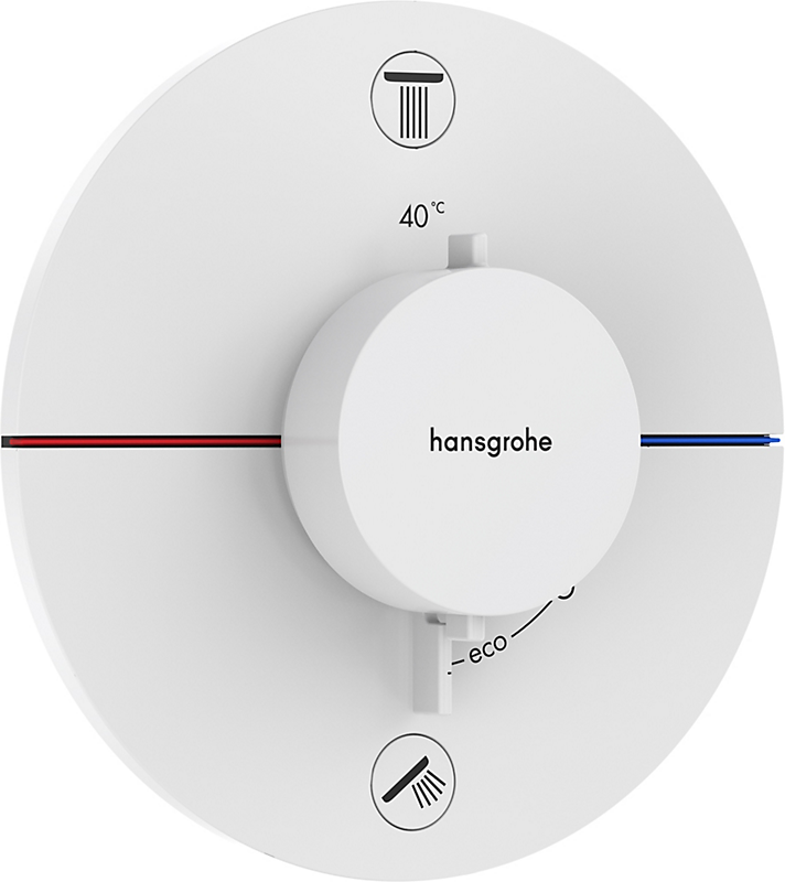 hansgrohe ShowerSelect Comfort S termostat til indbygning med afspærring til 2 udtag. Mat hvid