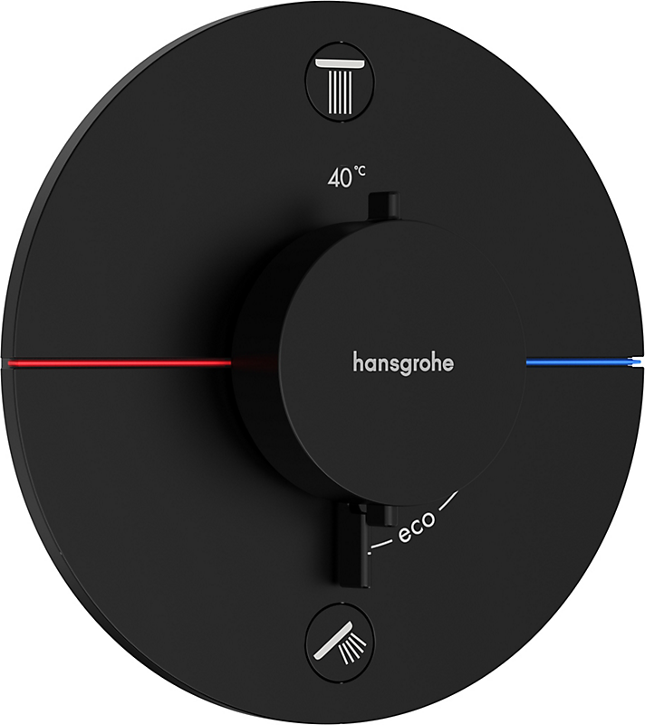 hansgrohe ShowerSelect Comfort S termostat til indbygning med afspærring til 2 udtag. Mat sort