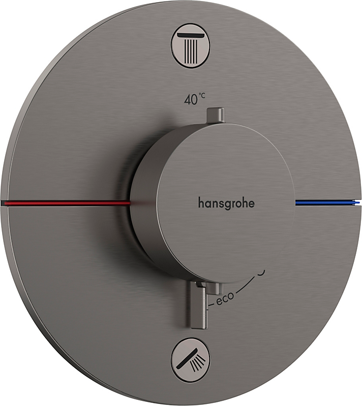 hansgrohe ShowerSelect Comfort S termostat til indbygning med afspærring til 2 udtag. Børstet sort krom PVD