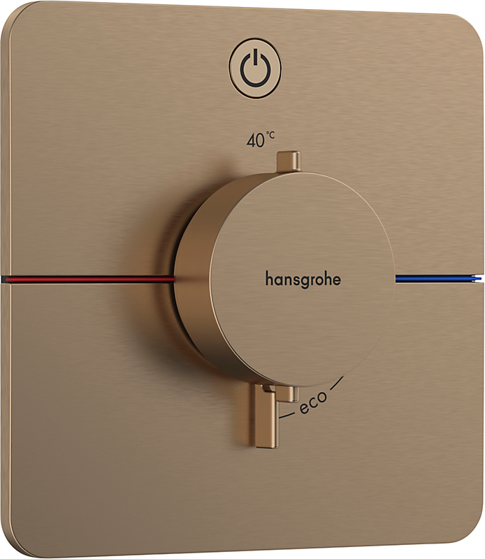 hansgrohe ShowerSelect Comfort Q termostat til indbygning med afspærring til 1 udtag. Børstet bronze PVD