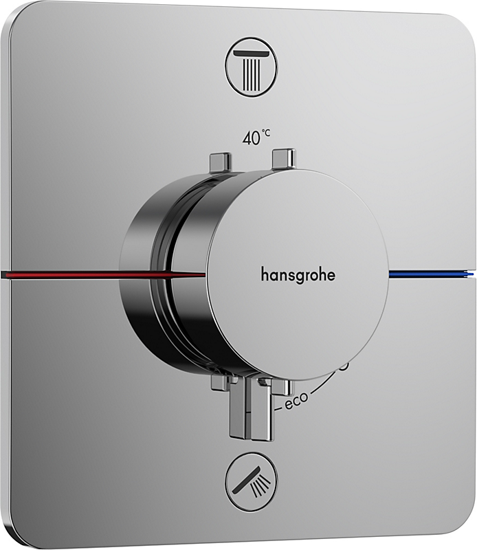 hansgrohe ShowerSelect Comfort Q termostat til indbygning med afspærring til 2 udtag. Krom