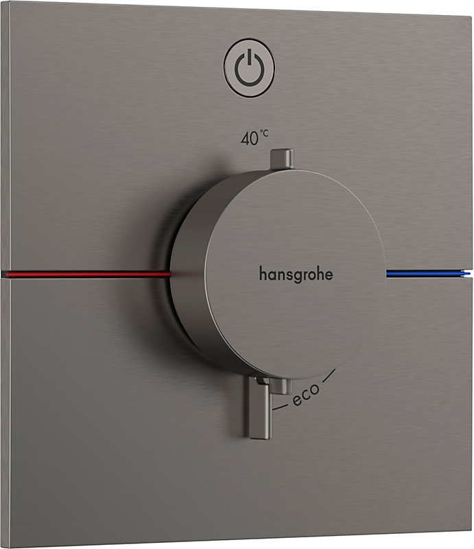 hansgrohe ShowerSelect Comfort E termostat til indbygning med afspærring til 1 udtag. Børstet sort krom PVD