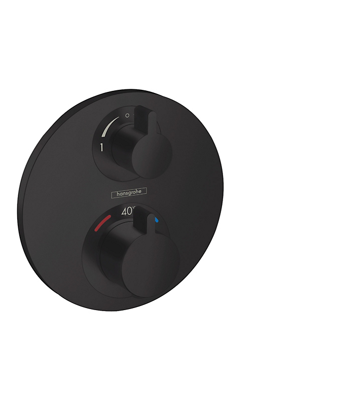 hansgrohe Ecostat S termostatarmatur til indbygning med afspærring og omsk. til 2 udtag, mat sort