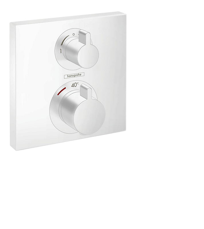 hansgrohe Ecostat Square termostat til indbygning med afspærring til 2 udtag, Mat hvid