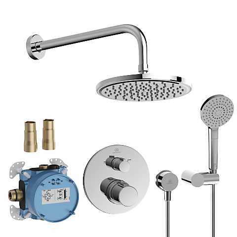 Ideal Standard CERATHERM T100 Indbygningssæt 200mm hovedbr. 110mm håndbr. krom