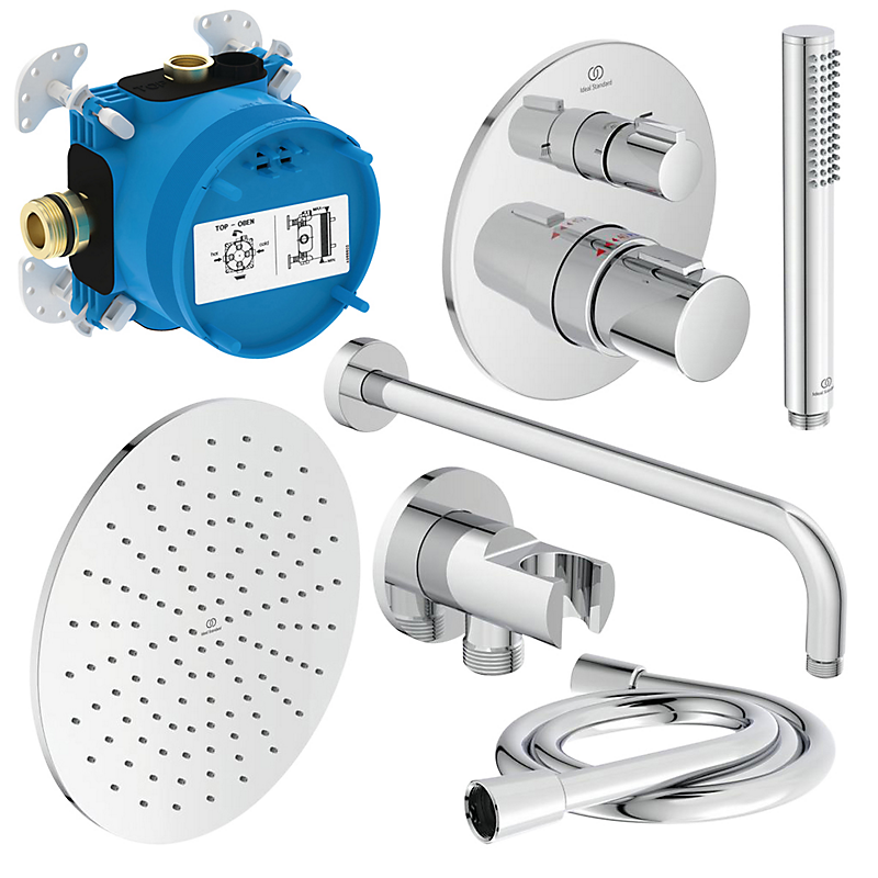 Ideal Standard Ceratherm T100 & EasyBox Brusetermostat Indbygning Sampak (rund design)