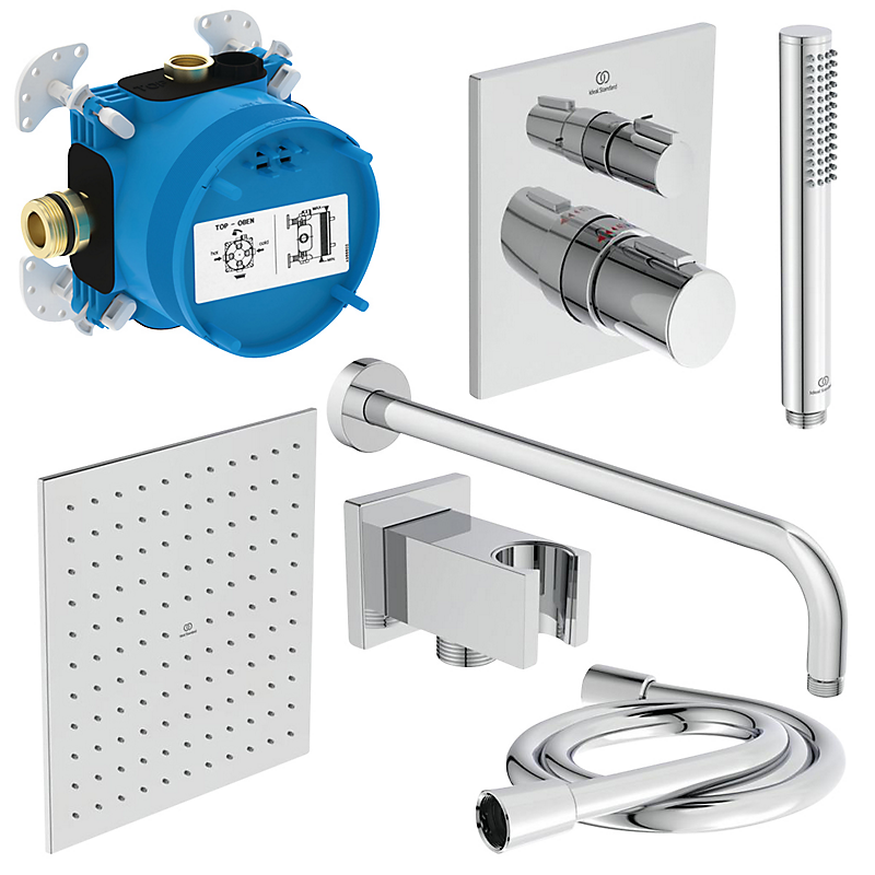 Ideal Standard Ceratherm C100 & EasyBox Brusetermostat Indbygning Sampak (Cube design)