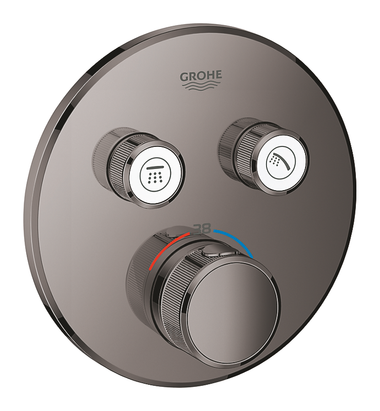 GROHE Grohtherm SmartControl brus Forplade, Termostat med 2 ventiler, hard graphite