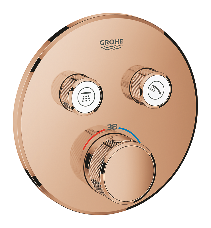 GROHE Grohtherm SmartControl brus Forplade, Termostat med 2 ventiler, warm sunset