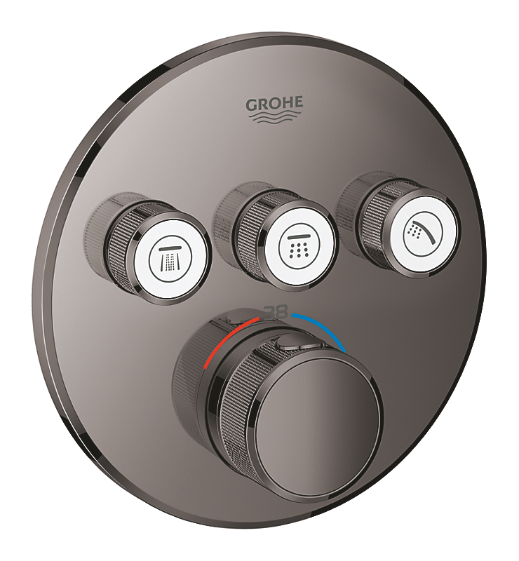 GROHE Grohtherm SmartControl brus Forplade, Termostat med 3 ventiler, hard graphite