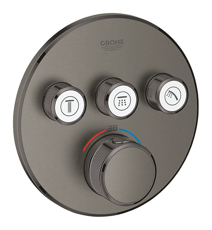 GROHE Grohtherm SmartControl termostatarmatur 3SC til indbygning, 3 ventiler. Børstet Hard Graphite