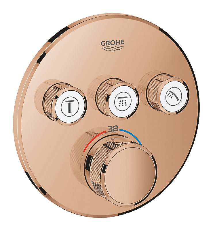 GROHE Grohtherm SmartControl brus Forplade, Termostat med 3 ventiler, warm sunset