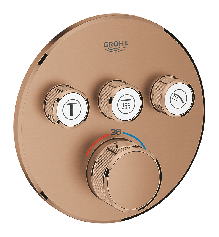 GROHE Grohtherm SmartControl brus Forplade, Termostat med 3 ventiler, børstet warm sunset