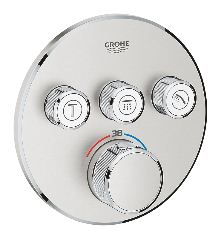 GROHE Grohtherm SmartControl termostatarmatur 3SC til indbygning, 3 ventiler. Supersteel