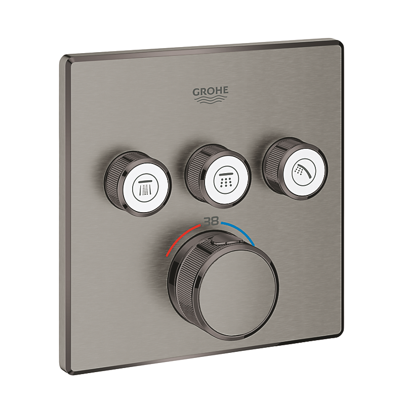 GROHE Grohtherm SmartControl 3SC Termostat til indbyg, 3 ventiler, forplade, børstet hard graphite