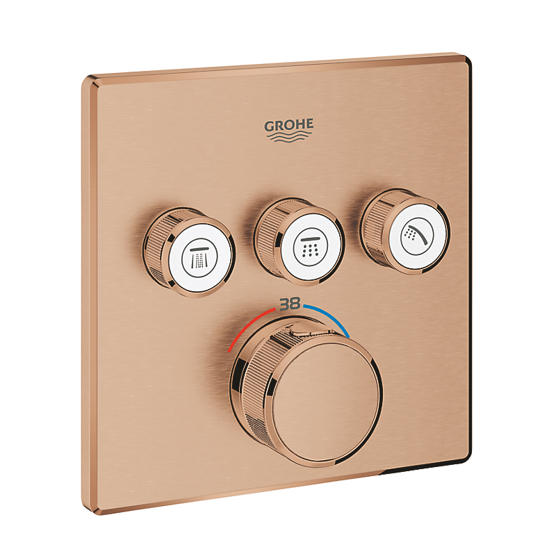 GROHE Grohtherm SmartControl 3SC Termostat til indbygning med tre ventiler, børstet warm sunset