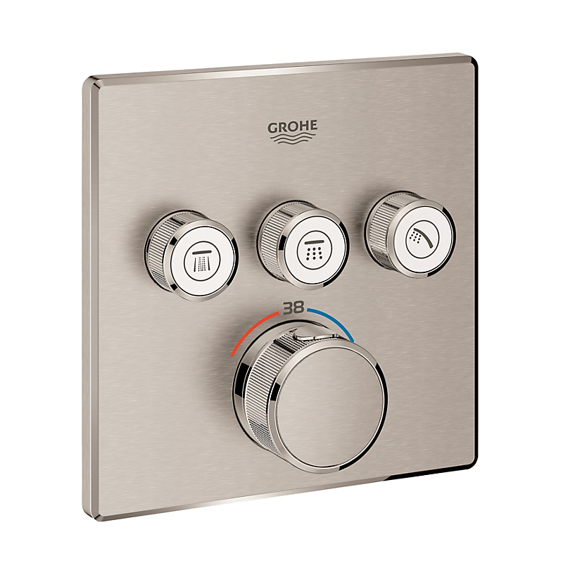 GROHE Grohtherm SmartControl termostatarmatur 158x158mm 3vent Supersteel