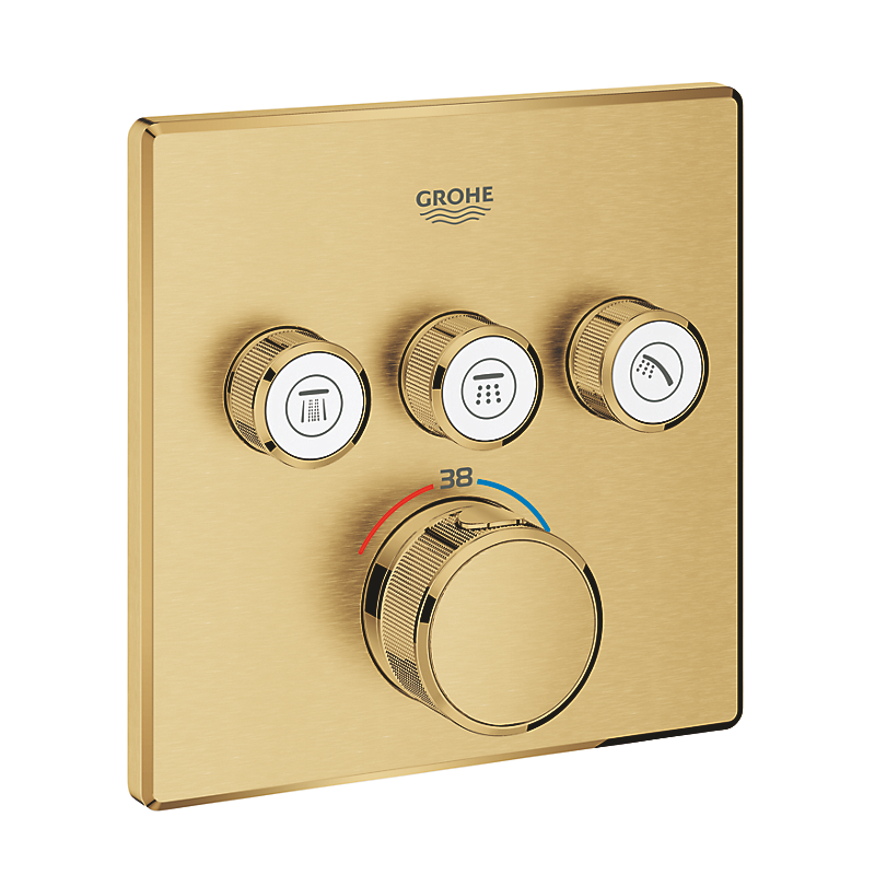 GROHE Grohtherm SmartControl 3SC Termostat til indbyg, 3 ventiler, forplade, børstet cool sunrise