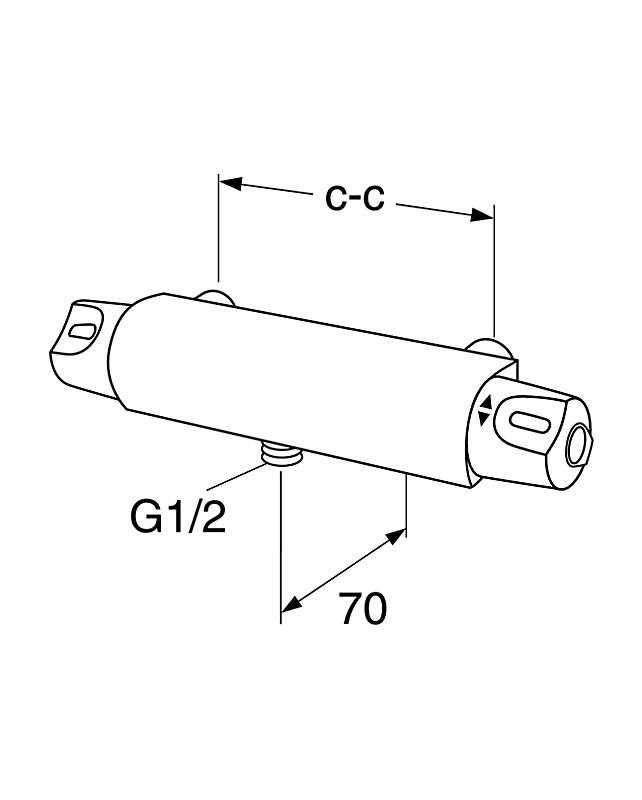 Gustavsberg Nautic termostatarmatur til brus med afgang nedad. Krom