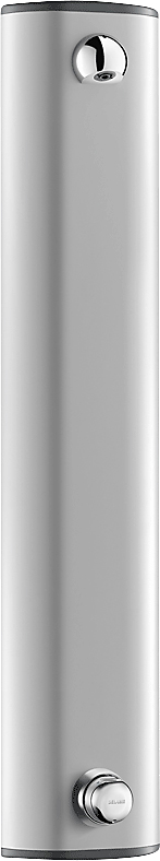 CMA Delabie Tempomix brusepanel. 1 grebs selvlukkende armatur. Vandalsikkert. Børstet aluminium. 1/2'' vandtilgang ovenfra