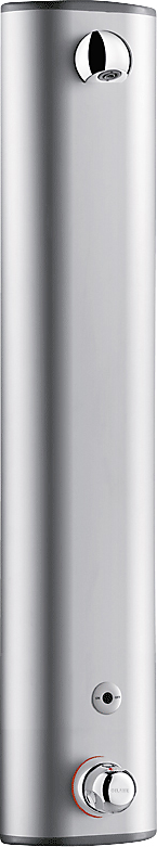 CMA Securitherm brusepanel med termostat. Sensor og legionellasystem. Børstet aluminium. 1/2'' vandtilgang ovenfra