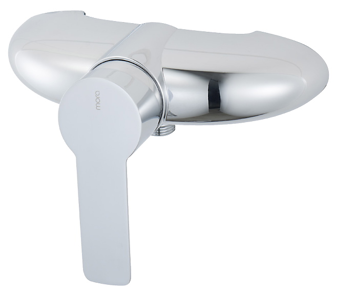 Mora Cera T4 væghængt etgrebsarmatur til brus. med afgang ned