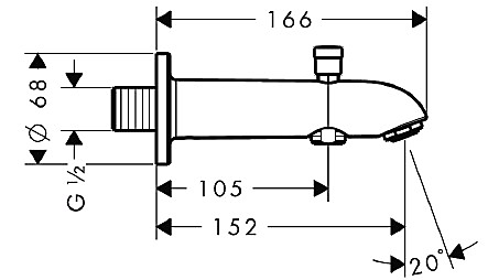 hansgrohe kartud E/S med omskifter, 152 mm