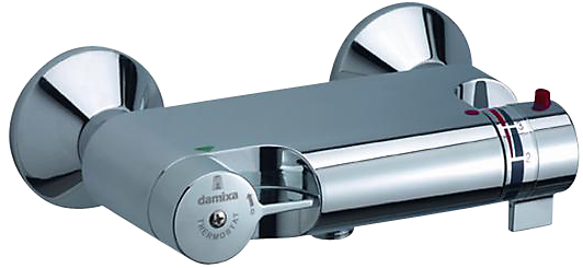 Damixa TMC termostatarmatur. Med krom greb. Afg. Nedad. U/rosetter