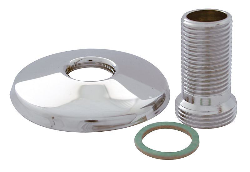 tilgangsstykke lige 3/4'' x 1/2'' - 45 mm, forkromet. Med lav roset Ø70 mm