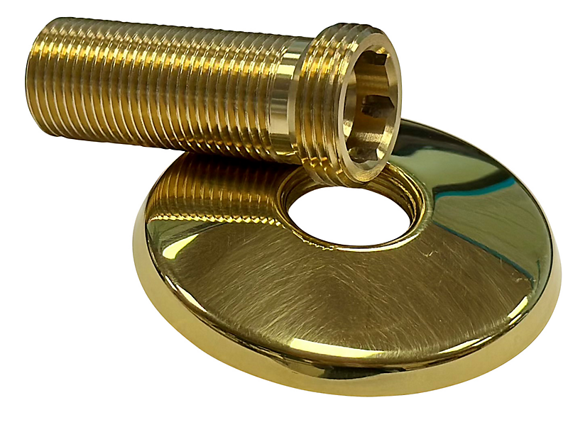 tilgangsstykke 3/4''x1/2'' 60mm roset Ø70mm. Poleret messing