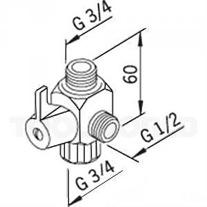 Oras trevejsventil forkr. 3/4x3/4x1/2 PN16 blå