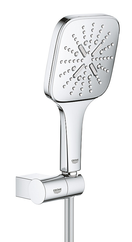 GROHE Rainshower SmartActive CUBE håndbrusersæt med håndbruser holder, Silverflex bruseslange 1.500 mm, krom