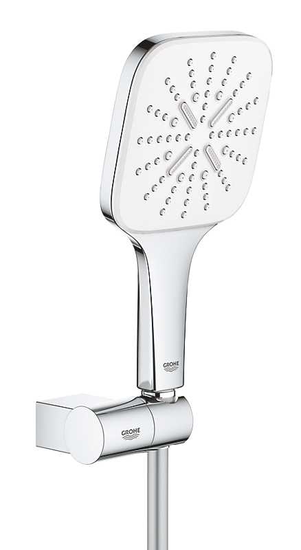 GROHE Rainshower SmartActive CUBE håndbrusersæt med håndbruser holder, Silverflex bruseslange 1500 mm