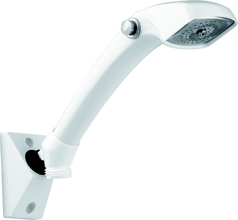 Damixa Perle Spray håndbruser med indbygget stophane, vægflange med kugleled, bøjning og tap. 1/2'' gevind. Hvid. 74210.20