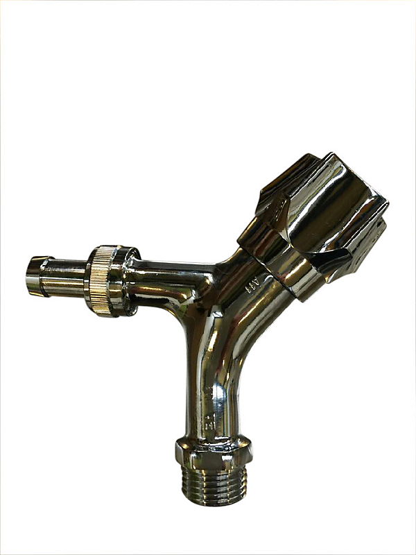 Frese Aftapventil 1/2'' med nippel, kontra og slangeforskruning. Blankforkromet