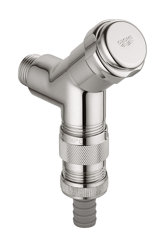 GROHE Eggemann design-handle aftapventil 1/2 nippel og slangestuds. Forkromet