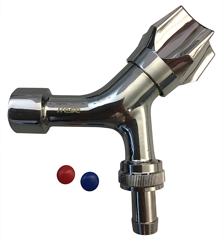 Frese Aftapventil 1/2'' med muffe, kontra og slangeforskruning DN15 bl